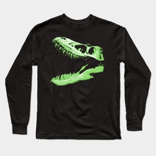 Dinosaur Skull Green Long Sleeve T-Shirt